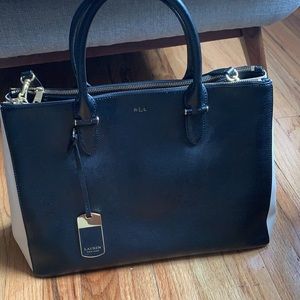 Ralph Lauren Leather Black White Tote Bag